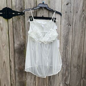 FLORES Ivory Babydoll Nightgown with underwear Women’s Large NWT NEW